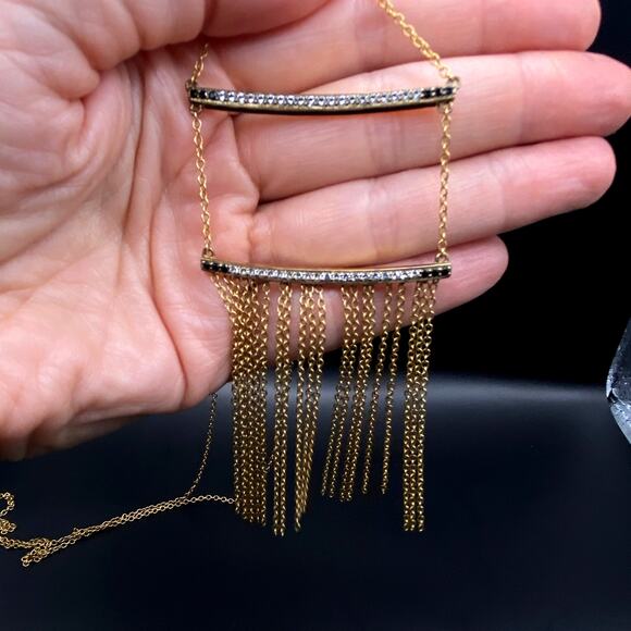 Elizabeth & James Ollie Vago Fringe Necklace 24k Gold Plated MSRP $348 NWOT - Picture 8 of 10